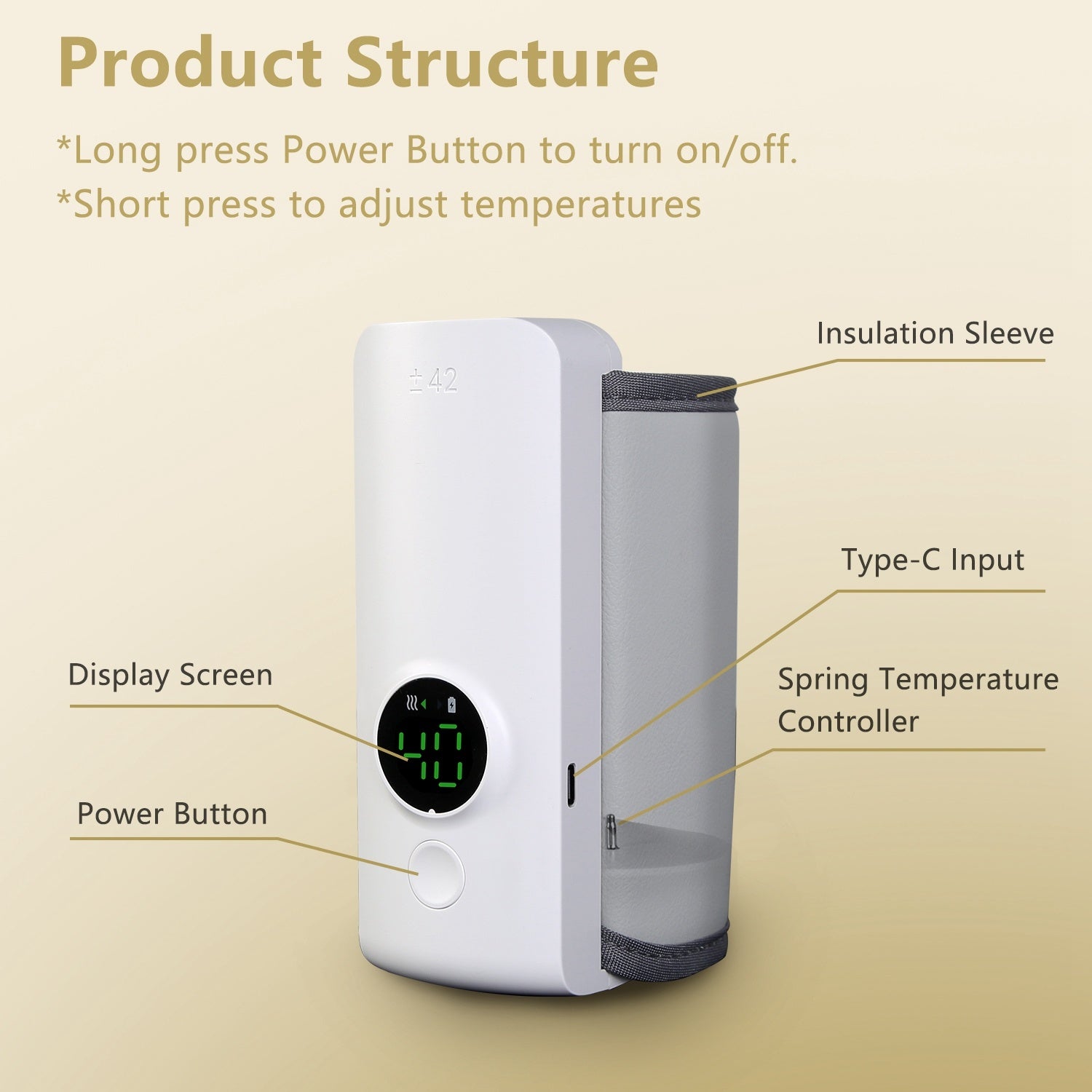 1Pc Portable Bottle Warmer Baby Milk Warmer Milk Formula Warmer For Travel With 6 Heating Level USB Rechargeable Keep Milk Warm For 5 Hours No Bottle Included