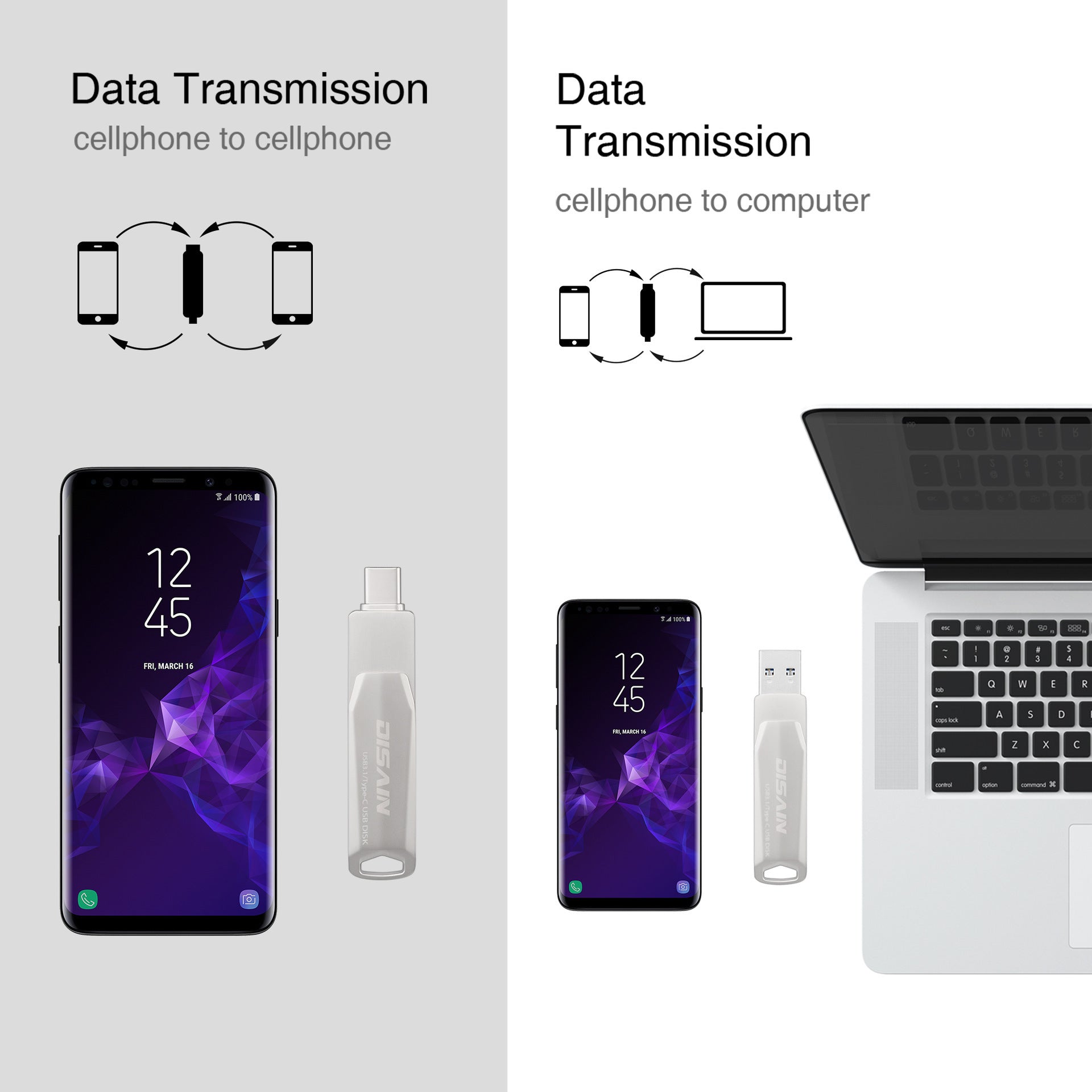 New Type c Metal Rotating USB  Drive Mobile