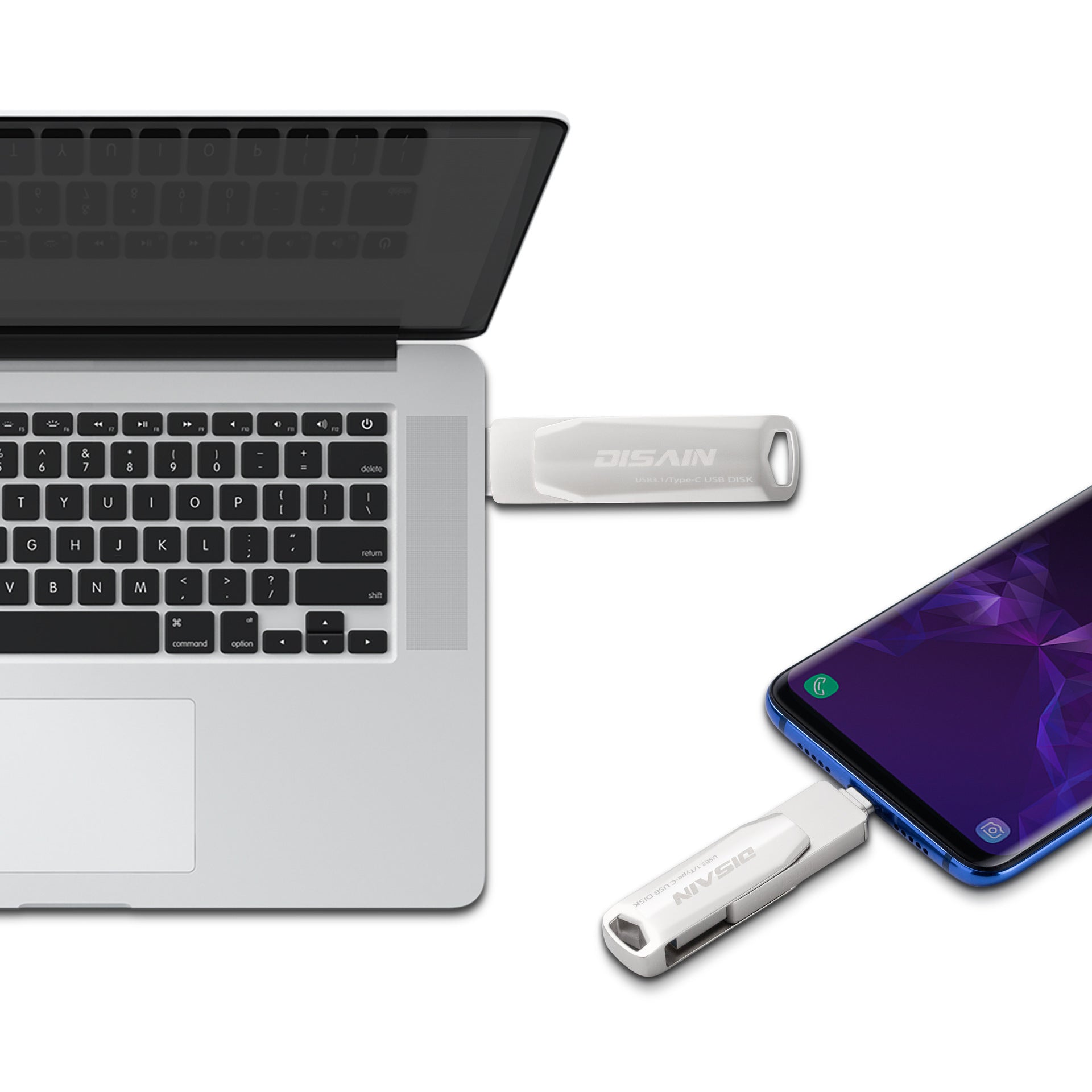 New Type c Metal Rotating USB  Drive Mobile