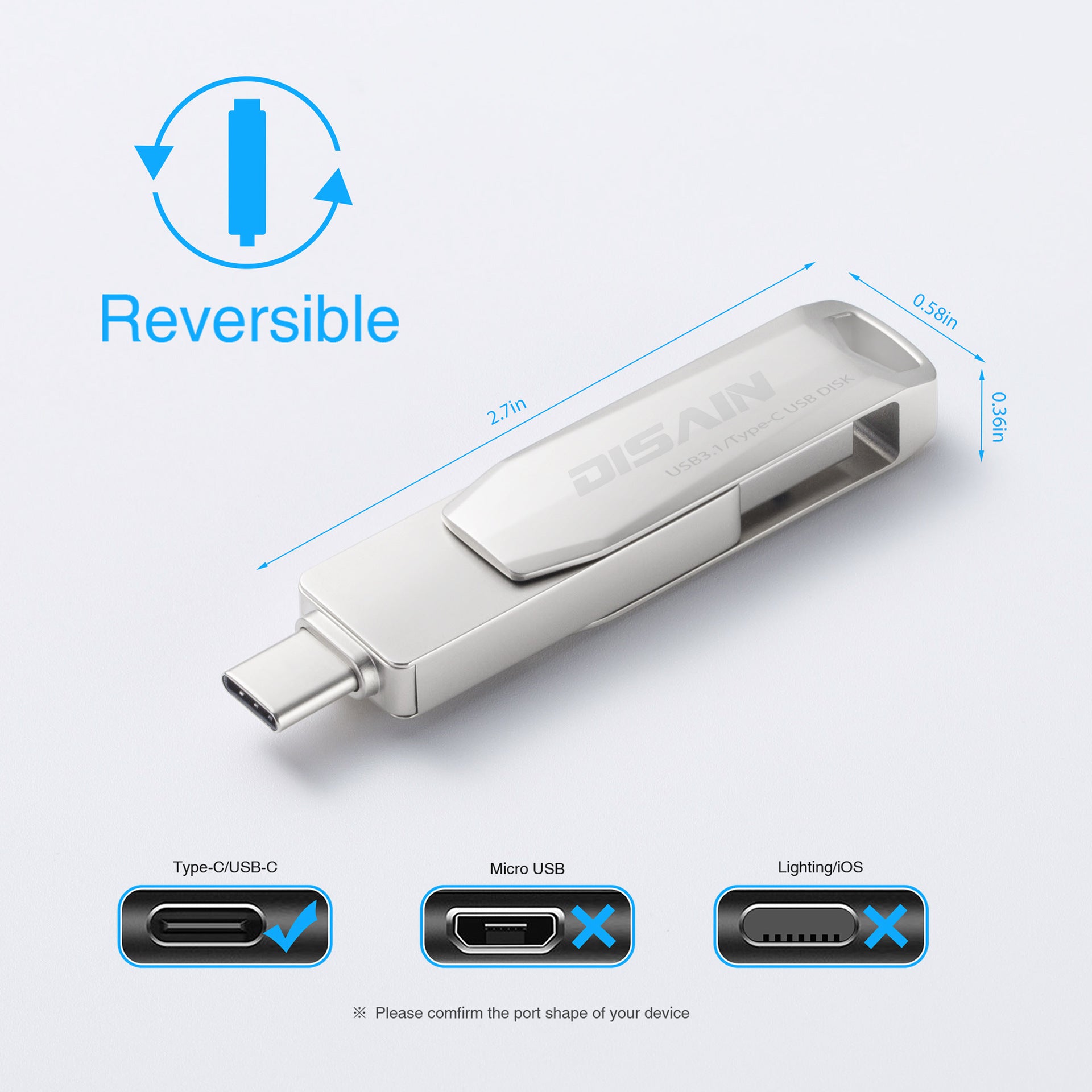 New Type c Metal Rotating USB  Drive Mobile