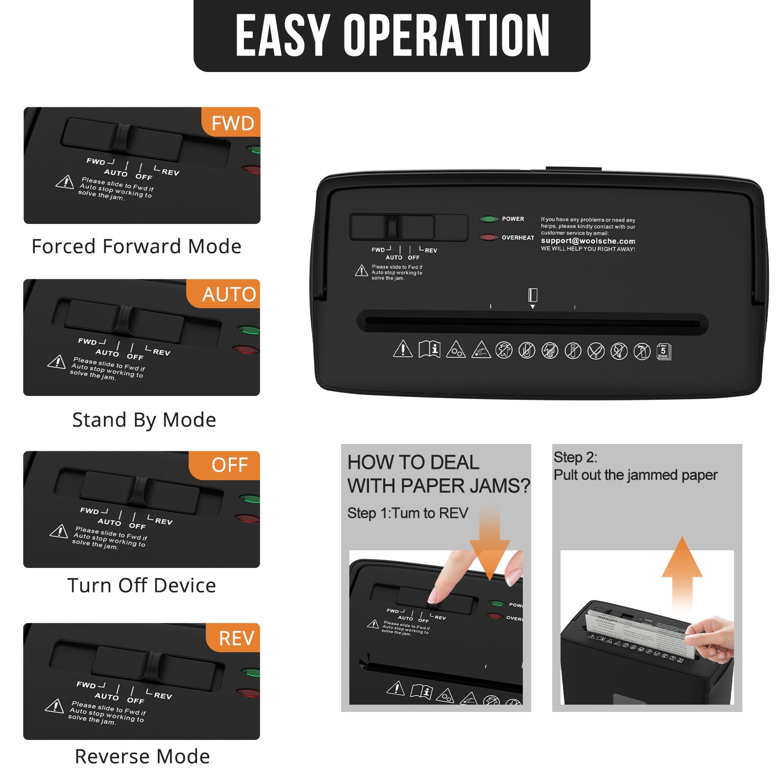 Woolsche 5 Sheet Cross Cut Paper Shredder For Home Use, Jam Proof