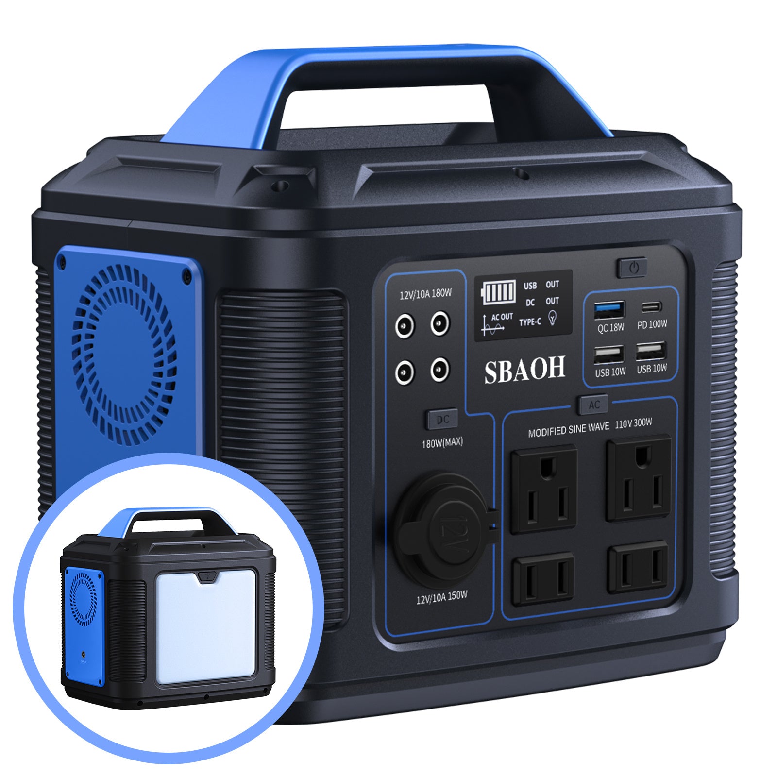 300W Portable Power Station,296Wh 80000Mah Backup Lithium Battery,Solar Generator For Home And Outdoor Emergency Power Outage,Solar Panel Is Not Included